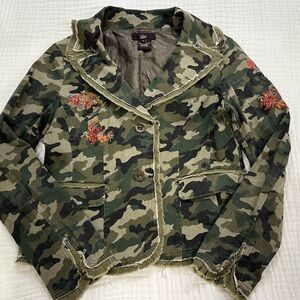 Luii Green Camo Utility Jacket with Embroidered Accents